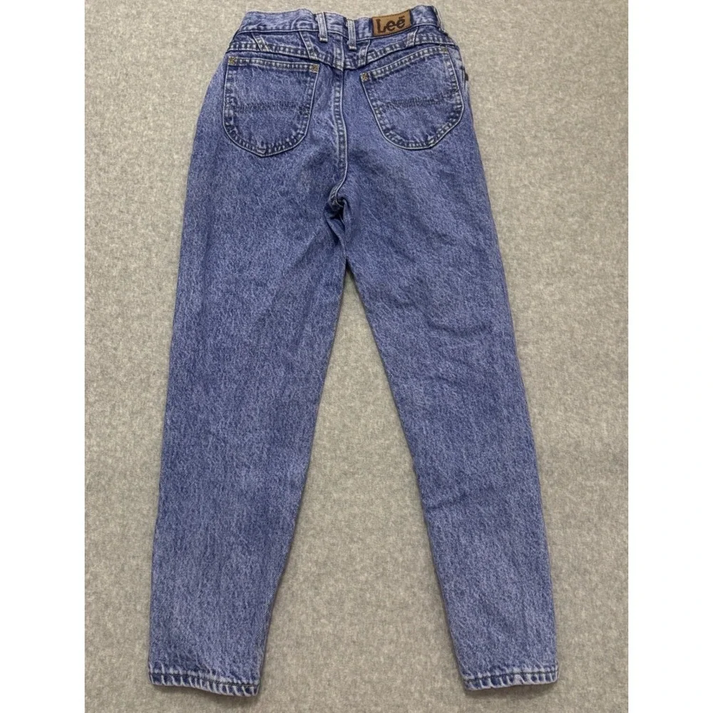Vintage Lee Riders‎ High Waisted Mom Jeans Acid Wash Blue Tapered Leg 24 Waist